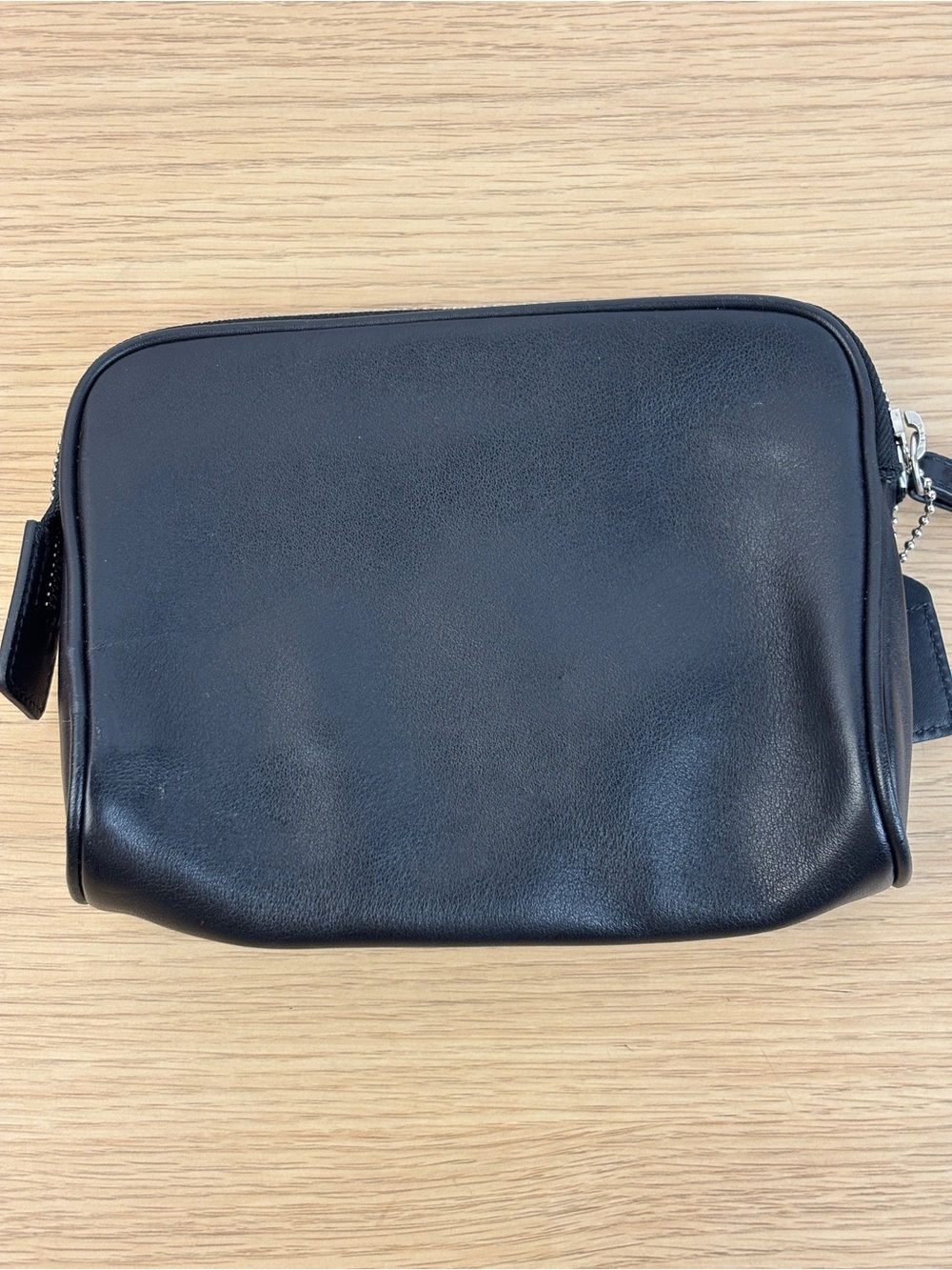 Coach Black Leather Zip Makeup Bag or Toiletry Pouch - Picture 4 of 11